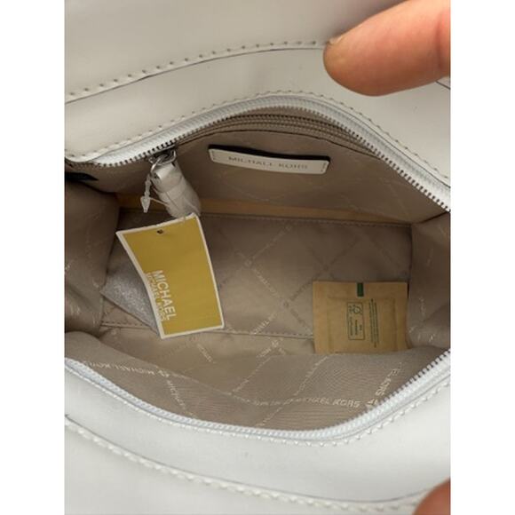 RETAIL $498 Michael Kors Hamilton Small Logo Embossed Washed Denim Satchel*NEW - Picture 7 of 13